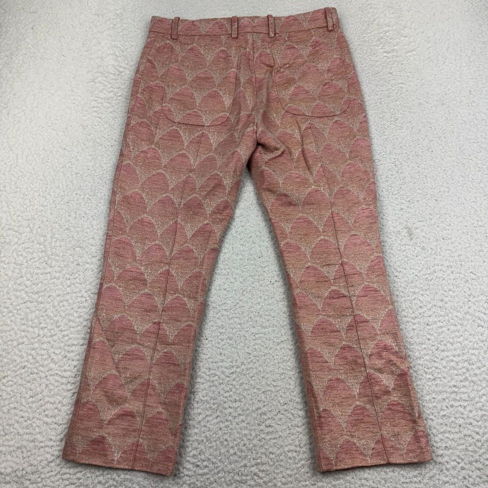 Sies Marjan Pant Womens 2 Cropped Straight Lined Flat Front Jacquard Linen Blend - Picture 4 of 10